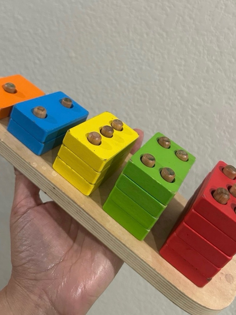 Montessori wood game for toddlers. Learning education.